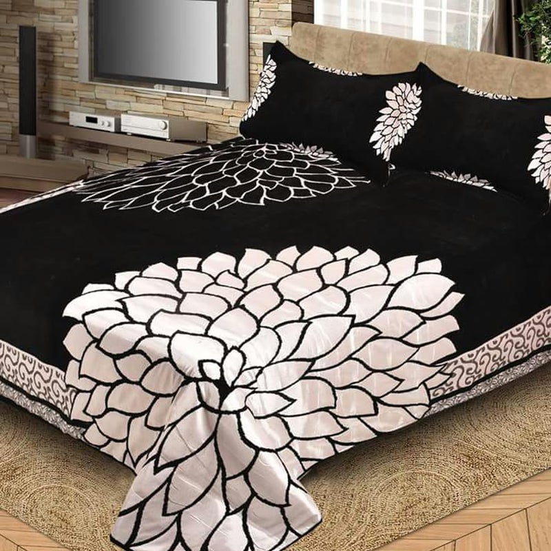 STARNSTYLE Chenille Velvet 500 TC King Size Bedsheet with 2 Pillow Covers - Lotus Black - Image 2